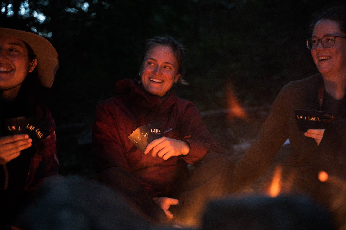 Playing Lark party game of connection and mischief for venturesome people while camping in the Boundary Waters 