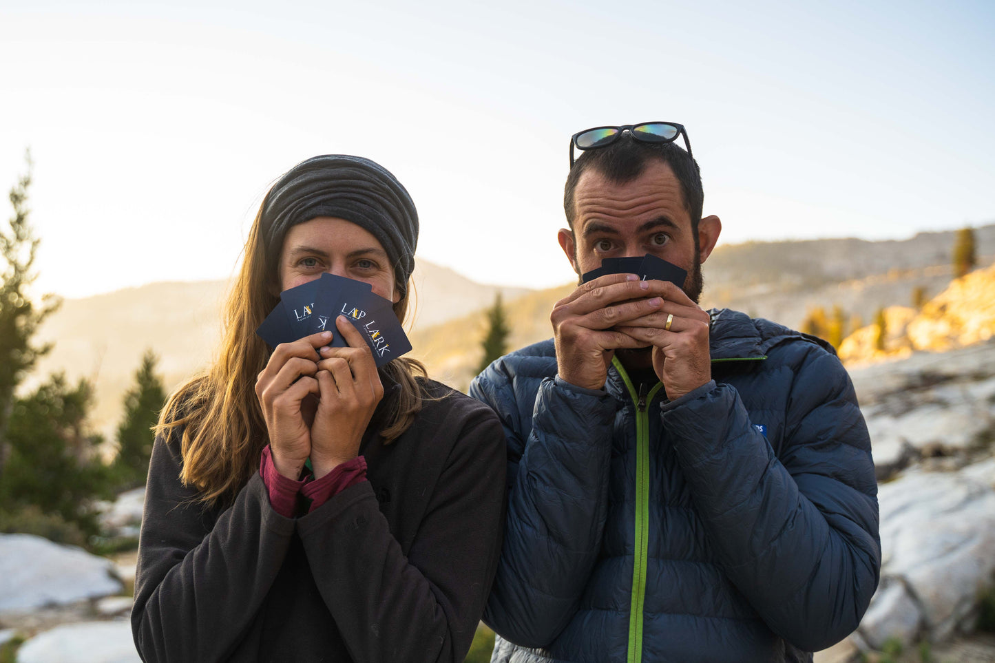 Playing Lark party game of connection and mischief for venturesome people on a backpacking trip in the Sierra Mountains